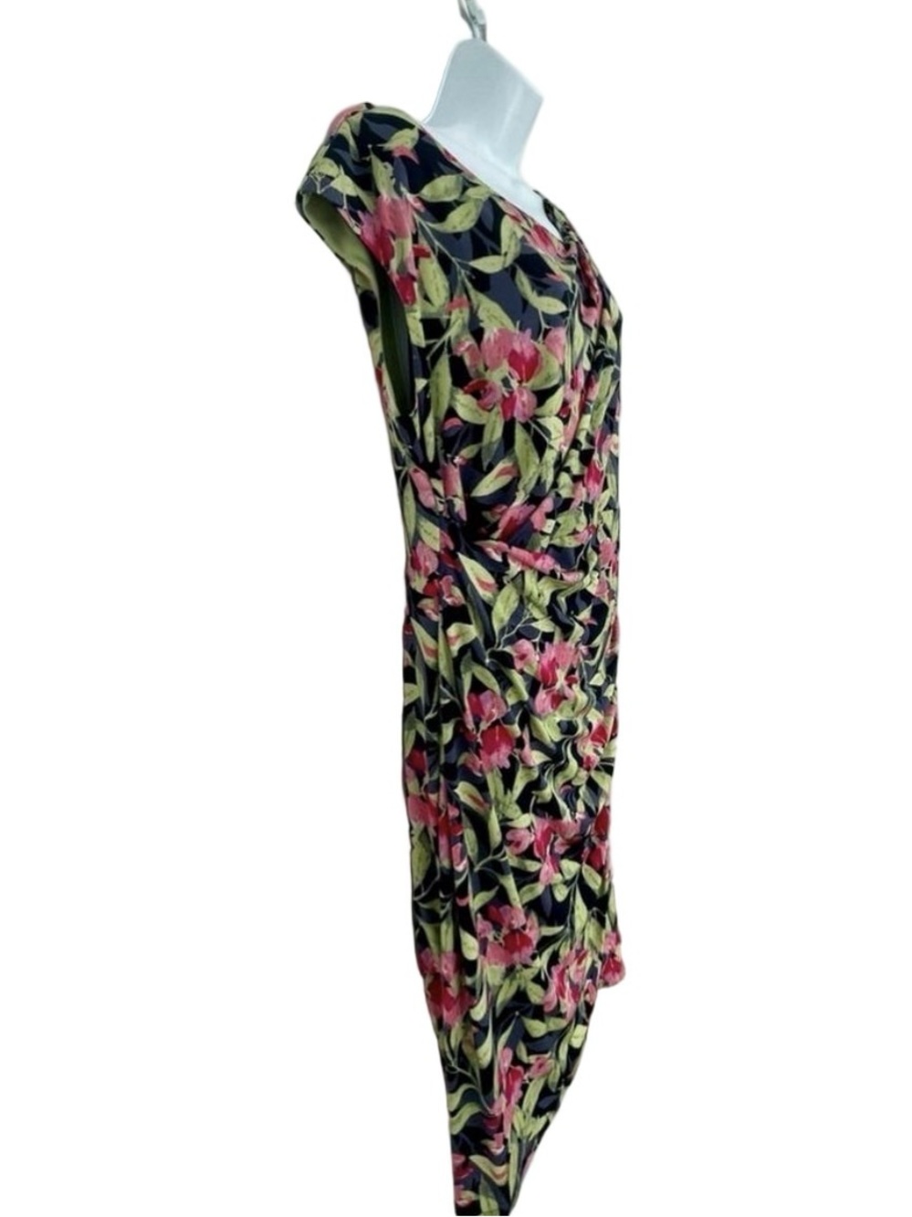 Floral Faux Wrap Knee Length Dress Size L - Picture 5 of 7